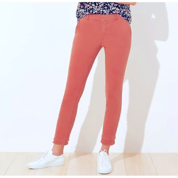 🆕 LOFT Orange Frayed Girlfriend Chinos size 8 - Picture 1 of 8